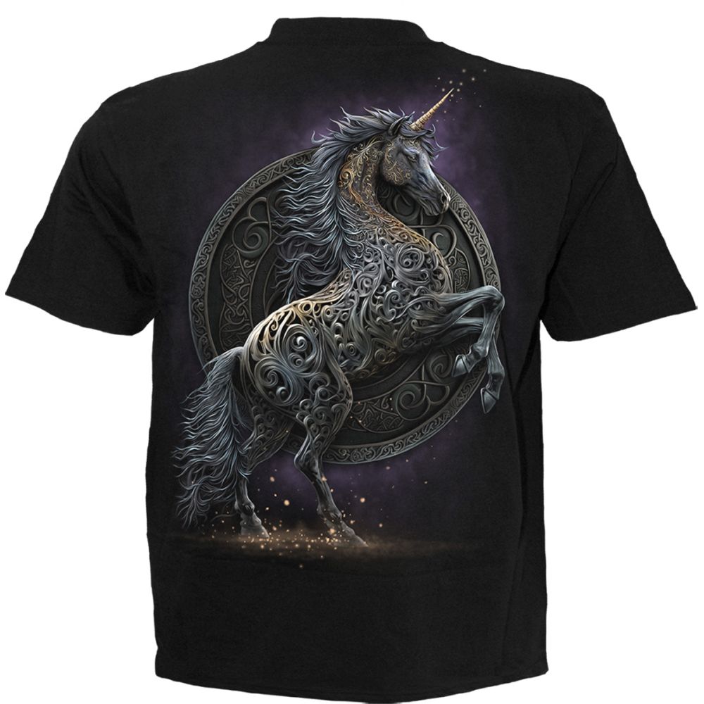 Spiral - Celtic Unicorn Unisex T-Shirt - Schwarz